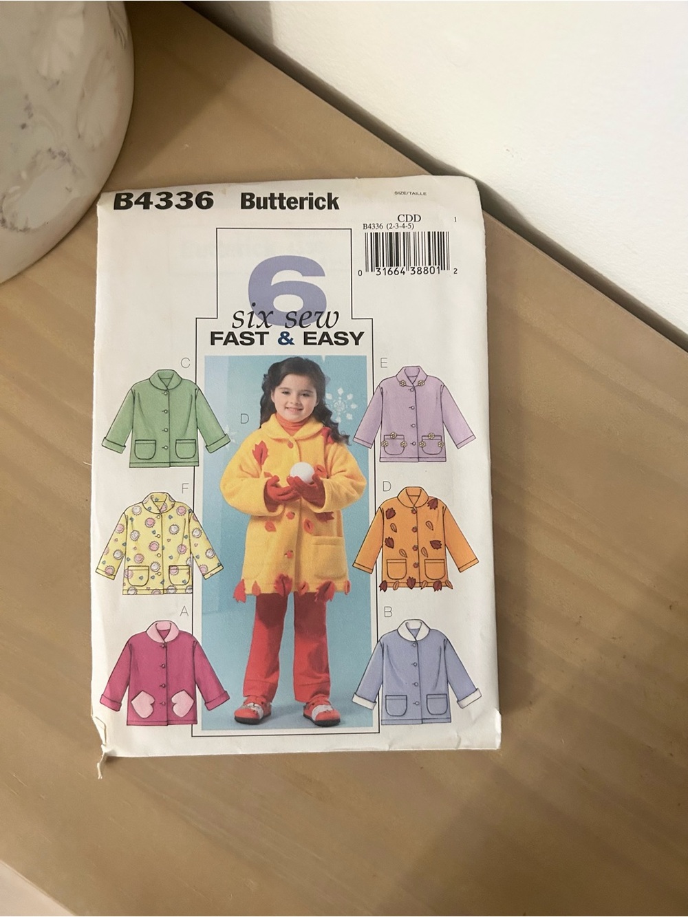Vintage Butterick B4336 Six Sew Fast & Easy Girls Jacket Sewing Pattern